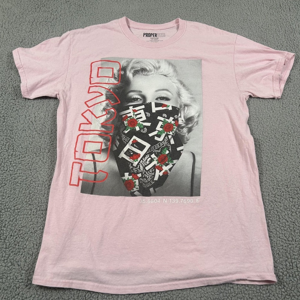 ProperTees Graphic Tee Men's Medium Pink Tokyo Masked Woman Streetwear